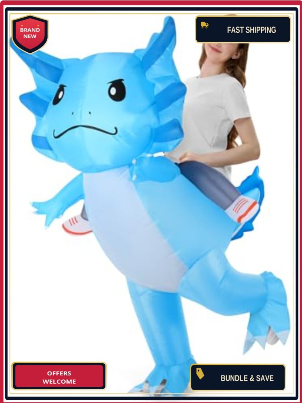 Inflatable Axolotl Costume Adult Unisex 100% Polyester Funny Ride On for